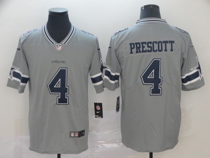 Dallas Cowboys #4 Dak Prescott Gray Inverted Legend Stitched Jersey - Zenithce