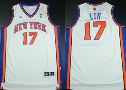 New York Knicks #17 Jeremy Lin Revolution 30 Swingman White Jersey - Zenithce