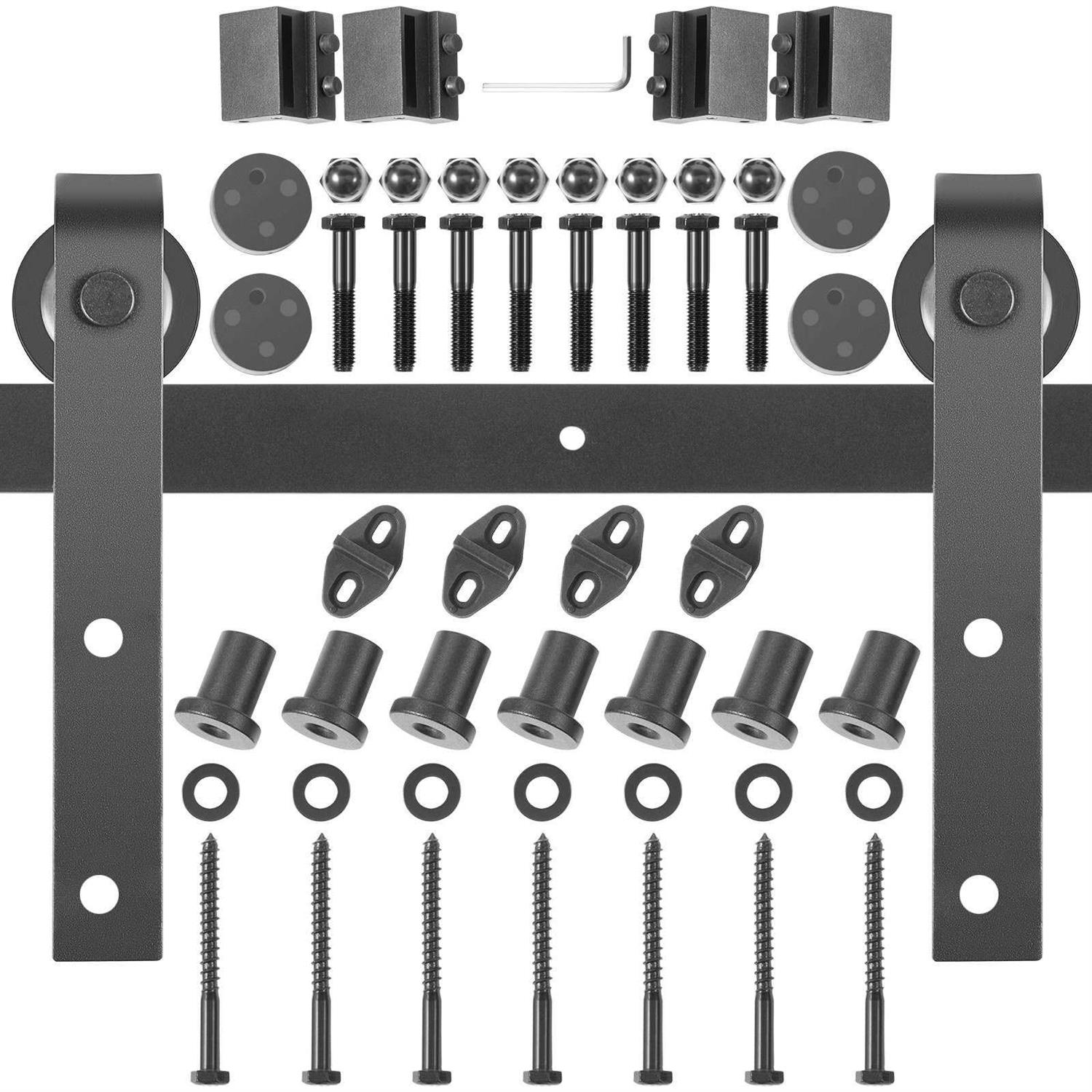 VEVOR Sliding Barn Door Hardware Kit 330Lbs Load-Bearing Double Barn Door Hardware Kit Carbon Steel Barn Door Track HDGCDGSM - Zenithce
