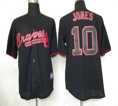 Braves #10 Chipper Jones Black Fashion Stitched Jersey - Zenithce