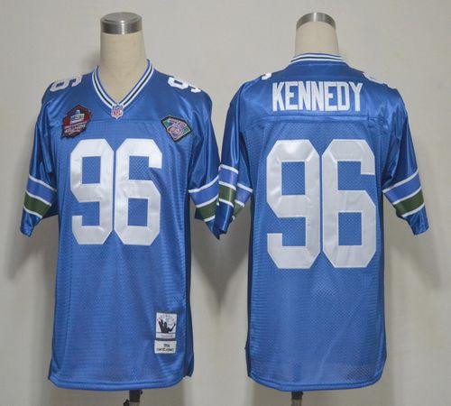 Mitchell And Ness Hall Of Fame 2012 Seahawks #96 Cortez Kennedy Blue Stitched Throwback Jersey - Zenithce
