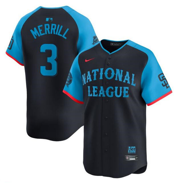 National League #3 Jackson Merrill Navy 2024 All-Star Limited Stitched Jersey - Zenithce