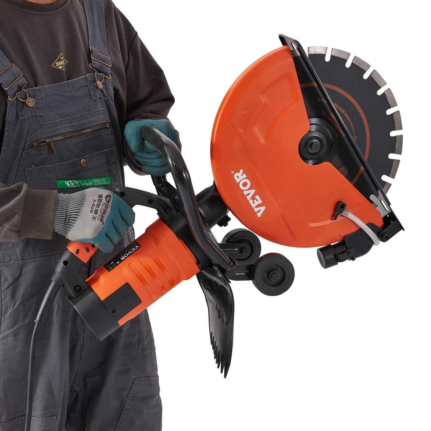 VEVOR Electric Concrete Saw Circular Saw Cutter Cutting Depth Wet Disk Saw Cutter Includes Water - Zenithce