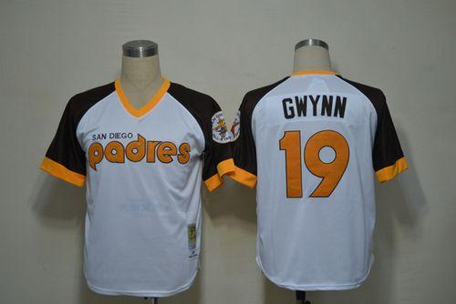 Mitchell And Ness Padres #19 Tony Gwynn White Throwback Stitched Jersey - Zenithce