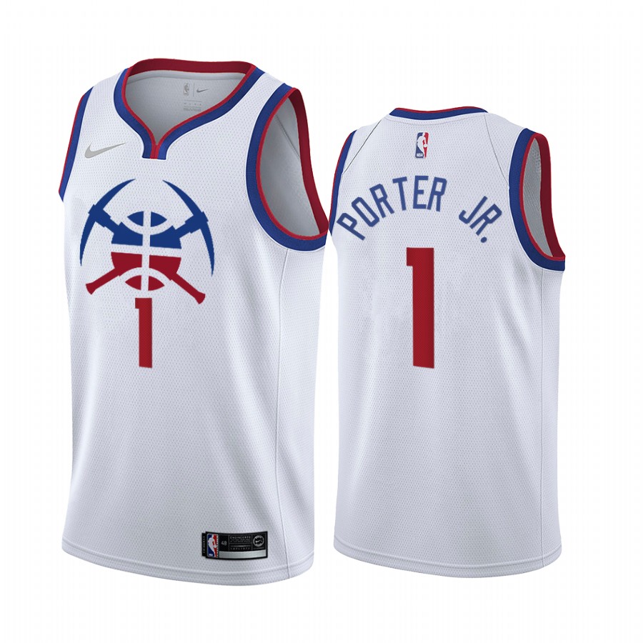 Denver Nuggets #1 Michael Porter Jr. White Swingman 2020-21 Earned Edition Jersey - Zenithce