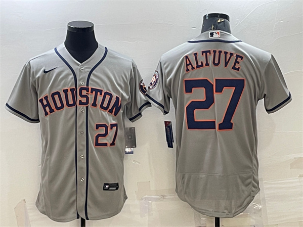 Houston Astros #27 Jose Altuve Grey Flex Base Stitched Baseball Jersey - Zenithce