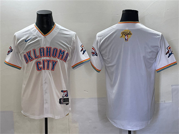 Oklahoma City Thunder Blank White 2025 Finals Vapor Stitched Baseball Jersey - Zenithce