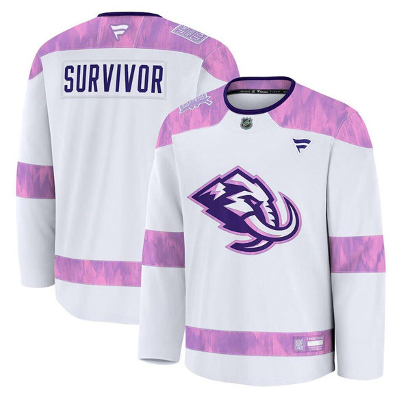 Utah Mammoth White 2024 Fights Cancer Survivor Practice Stitched Jersey - Zenithce