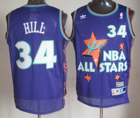 1995 All-Star #34 Grant Hill Purple Hardwood Classics Soul Swingman Throwback Jersey - Zenithce