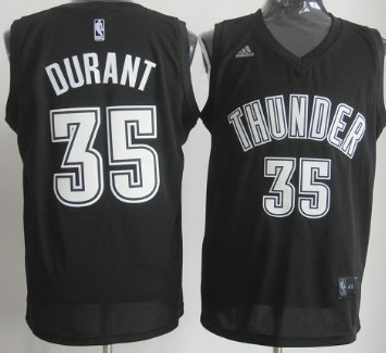 Oklahoma City Thunder #35 Kevin Durant Revolution 30 Swingman Black With White Jersey - Zenithce