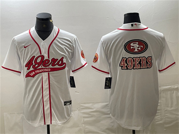 San Francisco 49ers White Team Big Logo With Patch Cool Base Stitched Jersey - Zenithce