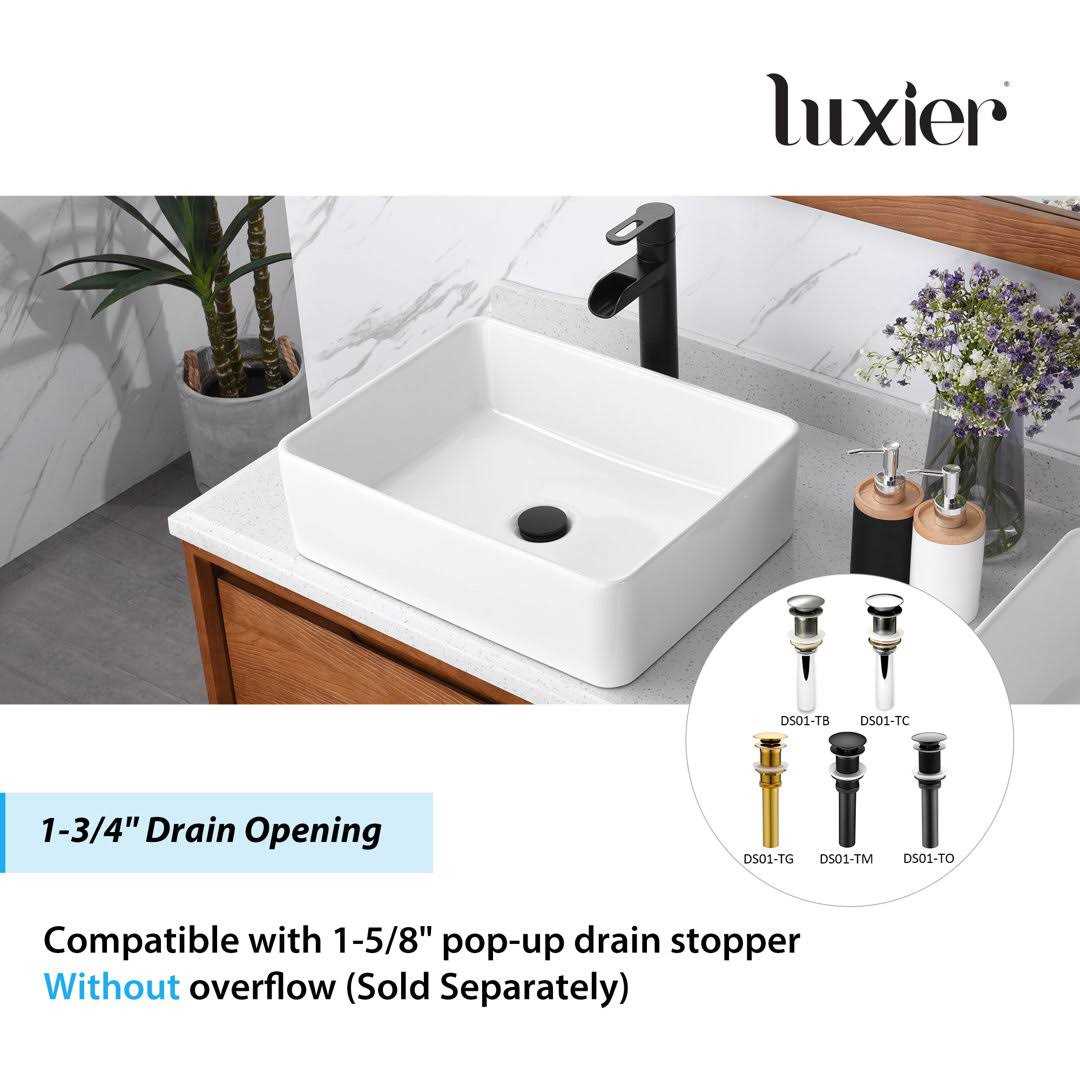 Luxier CS-013 Rectangular Bathroom Ceramic Vessel Sink Art Basin - Zenithce