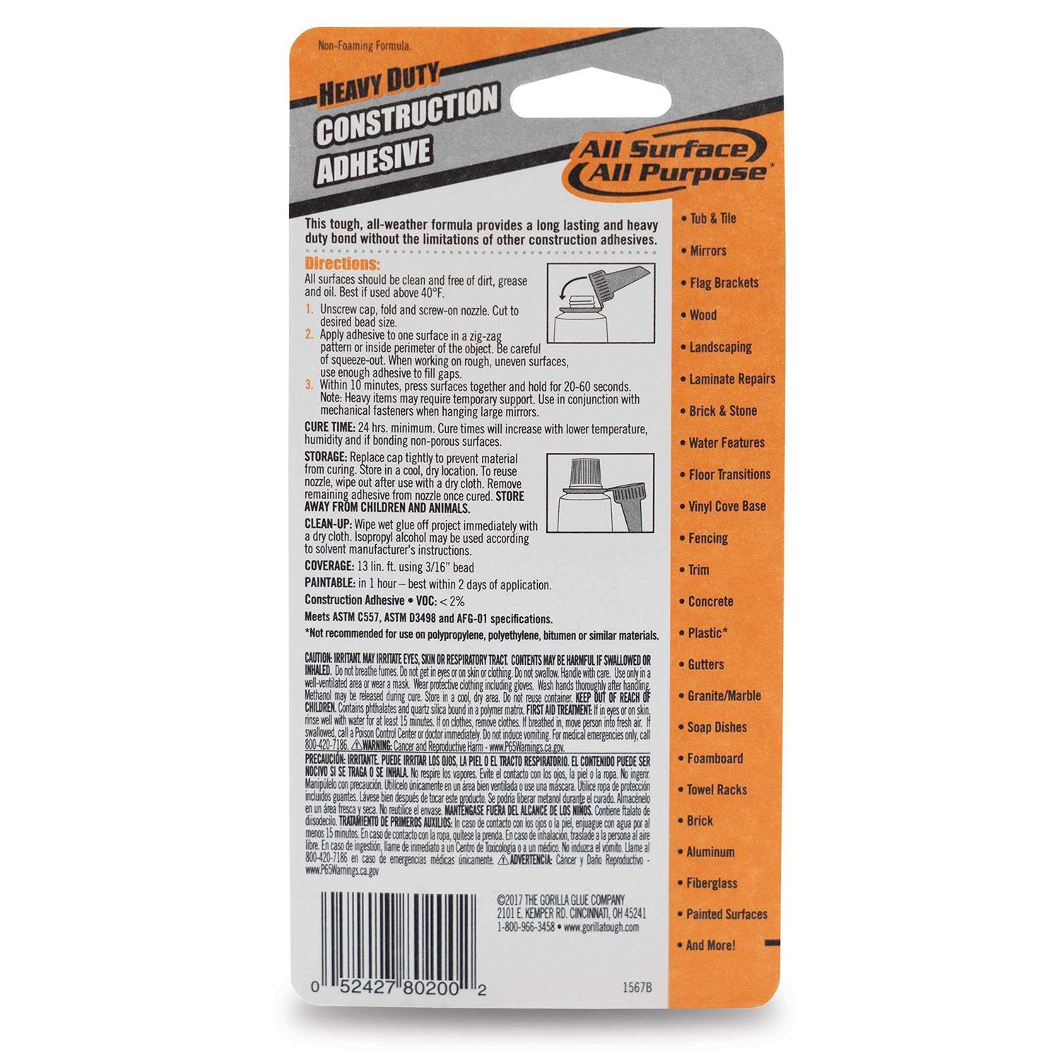 Gorilla Construction Adhesive - Zenithce