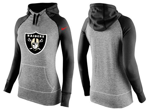 Women's Nike Oakland Raiders Performance Hoodie Grey   Black_2 - Zenithce