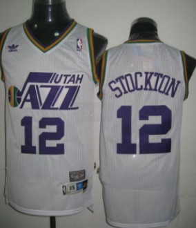 Utah Jazz #12 John Stockton White Swingman Throwback Jersey - Zenithce
