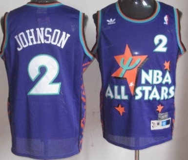 1995 All-Star #2 Larry Johnson Purple Swingman Throwback Jersey - Zenithce
