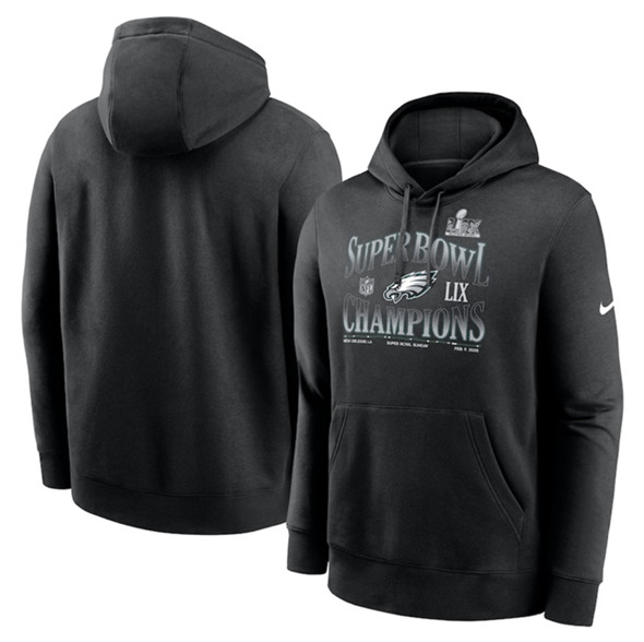 Philadelphia Eagles Black Super Bowl LIX Champions 90'S Retro Pullover Hoodie - Zenithce