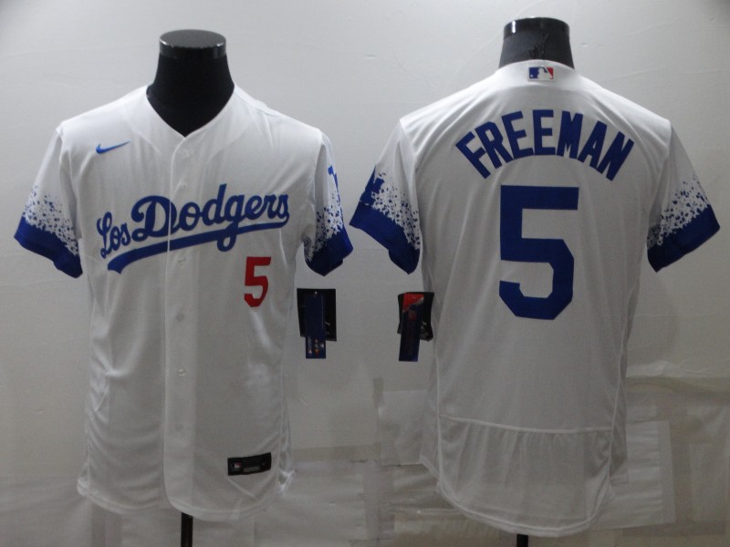 Los Angeles Dodgers #5 Freddie Freeman White City Connect Flex Base Stitched Jersey - Zenithce