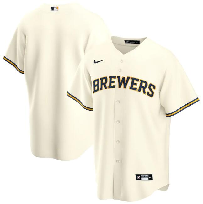 Milwaukee Brewers Blank Cream Cool Base Stitched Jersey - Zenithce
