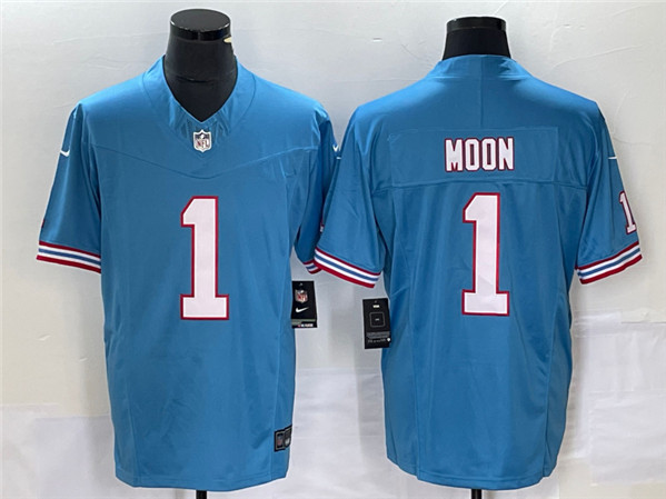 Tennessee Titans #1 Warren Moon Light Blue 2023 F.U.S.E. Vapor Limited Throwback Stitched Jersey - Zenithce