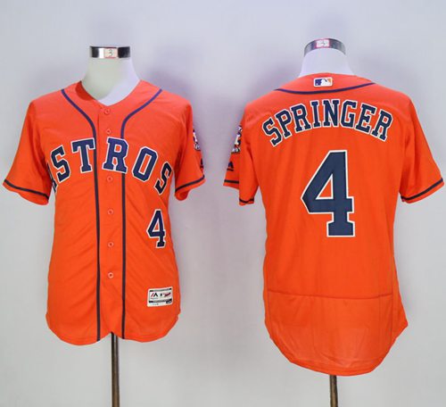 Astros #4 George Springer Orange Flexbase Authentic Collection Stitched Jersey - Zenithce