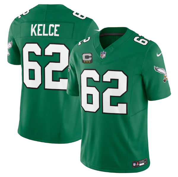 Philadelphia Eagles #62 Jason Kelce Green 2023 F.U.S.E. Vapor Untouchable With C Patch Stitched Jersey - Zenithce