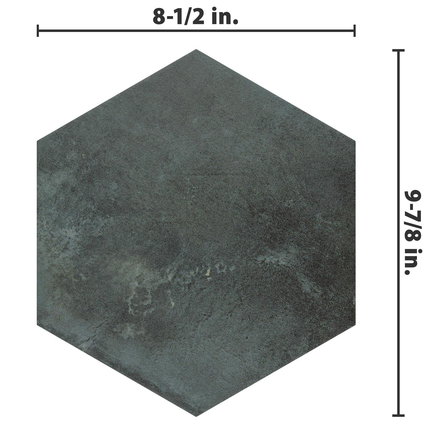 Merola Tile Industrial Hex Green 8-1/2 x 9-7/8 Porcelain Floor and Wall Tile - Zenithce