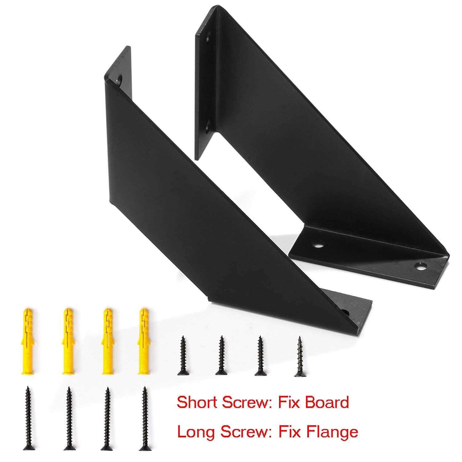 FOYO Iron Shelf Brackets Flat Angle Curved Black Floating Industrial Shelves Support Brackets - Zenithce