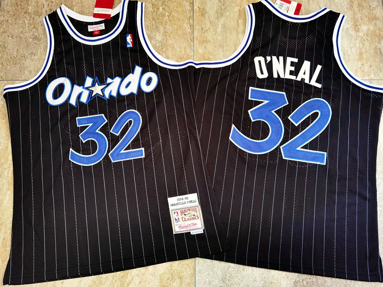 Orlando Magic #32 Shaquille O'neal 1994-95 Black Hardwood Classics Soul AU Throwback Jersey - Zenithce