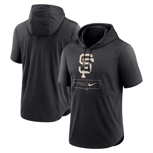 San Francisco Giants Black Short Sleeve Pullover Hoodie - Zenithce