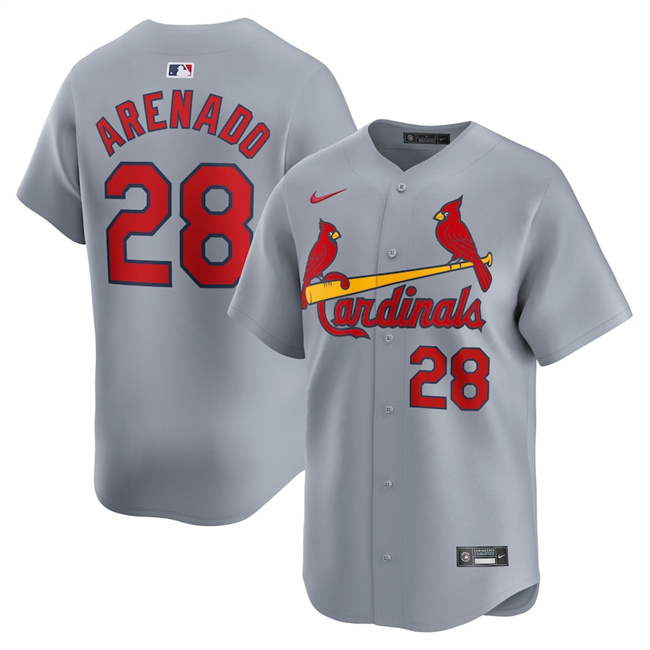 St. Louis Cardinals #28 Nolan Arenado Gray 2024 Away Limited Stitched Jersey - Zenithce