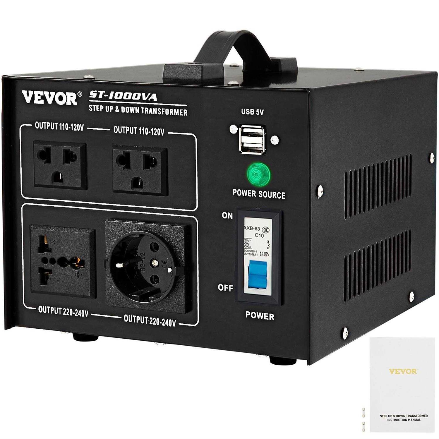 VEVOR Voltage Converter Transformer Heavy Duty Step Up/Down Transformer Convert from 110 Volt to 220 Volt and from 220 Volt to 110 Volt - Zenithce