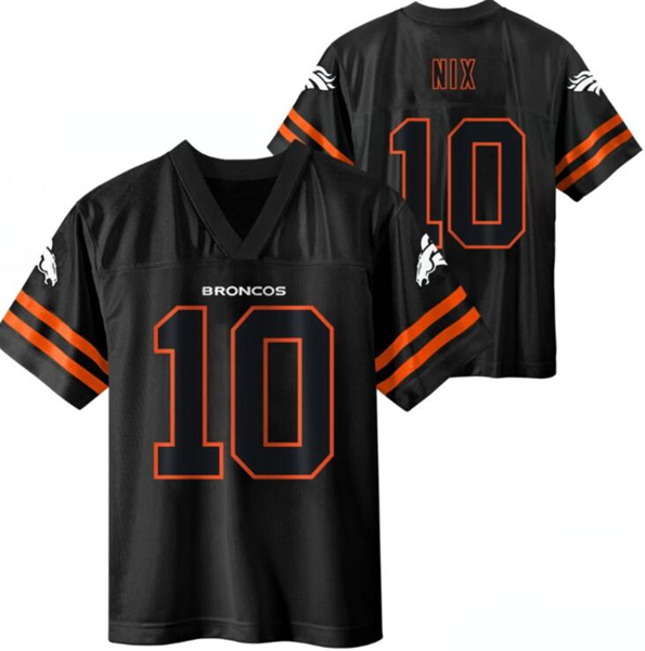 Denver Broncos #10 Bo Nix Black Short-Sleeve Stitched Jersey - Zenithce