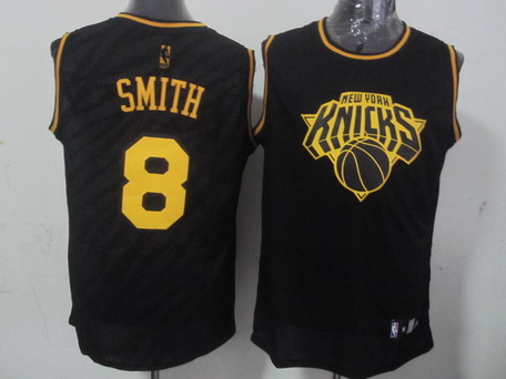 New York Knicks #8 J.R. Smith Revolution 30 Swingman 2014 Black With Gold Jersey - Zenithce