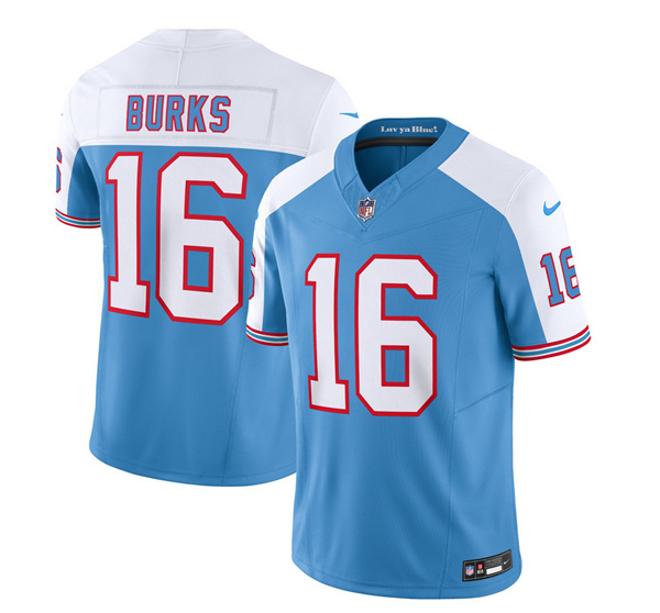 Tennessee Titans #16 Treylon Burks Blue White 2023 F.U.S.E. Vapor Limited Throwback Stitched Jersey - Zenithce