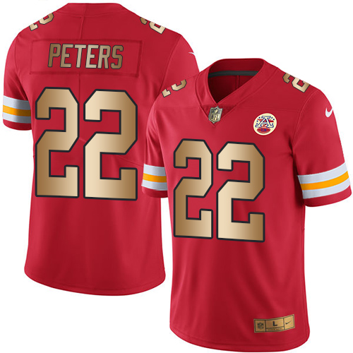 Chiefs #22 Marcus Peters Red Stitched Limited Gold Rush Nike Jersey - Zenithce