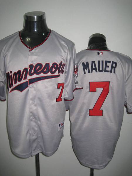 Twins #7 Joe Mauer Stitched Grey Jersey - Zenithce