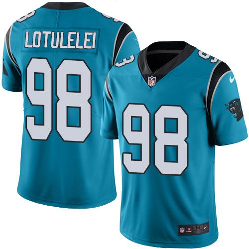 Panthers #98 Star Lotulelei Blue Stitched Limited Rush Nike Jersey - Zenithce