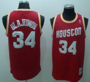 Houston Rockets #34 Hakeem Olajuwon Red Swingman Throwback Jersey - Zenithce
