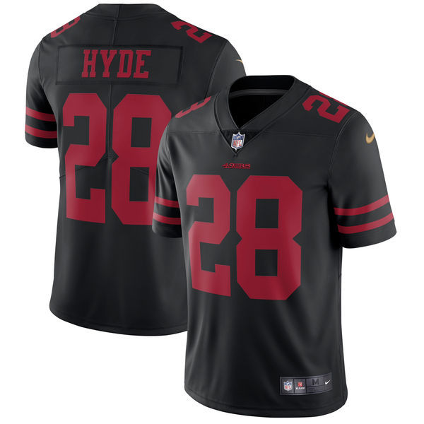 San Francisco 49ers #28 Carlos Hyde Nike Black Vapor Untouchable Limited Stitched Jersey - Zenithce