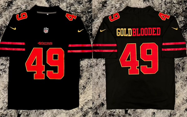 San Francisco 49ers #49 Gold Blooded Black Stitched Jersey - Zenithce