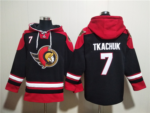 Ottawa Senators #7 Brady Tkachuk Black Ageless Must-Have Lace-Up Pullover Hoodie - Zenithce