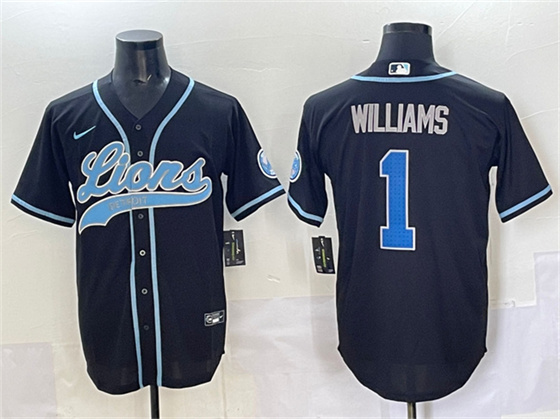 Detroit Lions #1 Jameson Williams Black Stitched Jersey - Zenithce