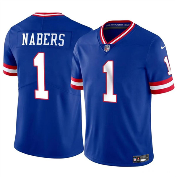 New York Giants #1 Malik Nabers Blue 2024 Draft Throwback Vapor Untouchable Limited Stitched Jersey - Zenithce