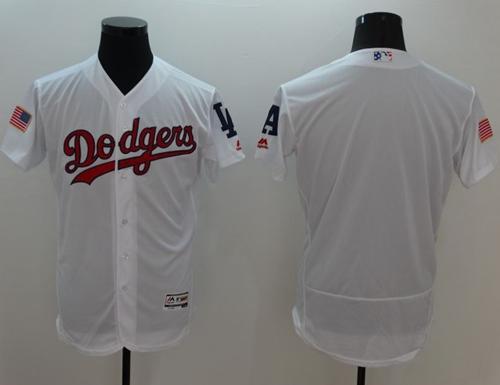 Dodgers Blank White Fashion Stars Stripes Flexbase Authentic Stitched Jersey - Zenithce