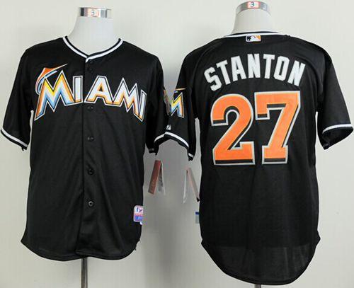 Marlins #27 Giancarlo Stanton Black 2012 Alternate Stitched Jersey - Zenithce