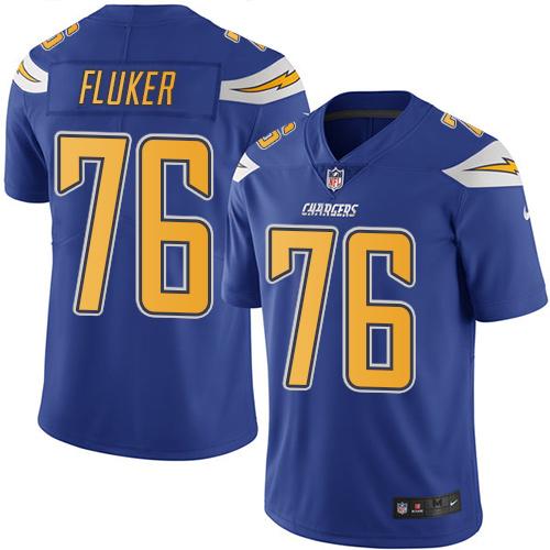 Chargers #76 D.J. Fluker Electric Blue Stitched Limited Rush Nike Jersey - Zenithce