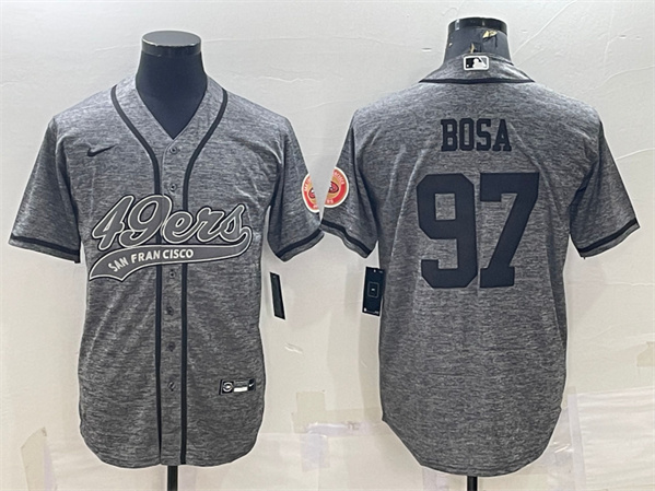 San Francisco 49ers #97 Nick Bosa Gray With Patch Cool Base Stitched Baseball Jersey - Zenithce