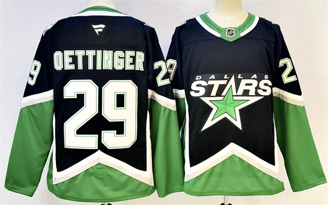 Dallas Stars #29 Jake Oettinger Black 2025-26 Alternate Stitched Jersey - Zenithce