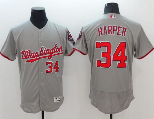 Nationals #34 Bryce Harper Grey Flexbase Authentic Collection Stitched Jersey - Zenithce